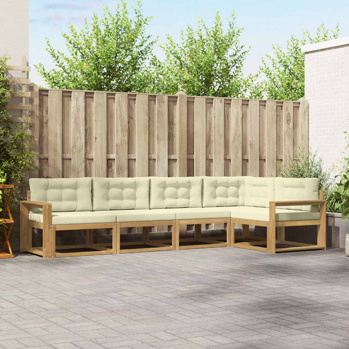 Set de canapele de exterior 4 pcs Alb și crem Poliester WALTI