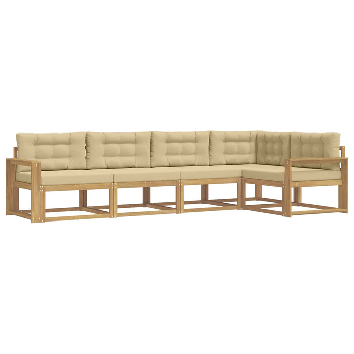 Set de canapele de exterior cu pernă 4 pcs Alb și Bej Poliester WALTI