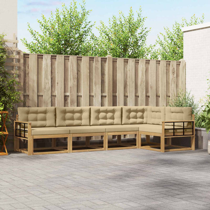 Set de canapele de exterior cu pernă 4 pcs Alb și Bej Poliester WALTI