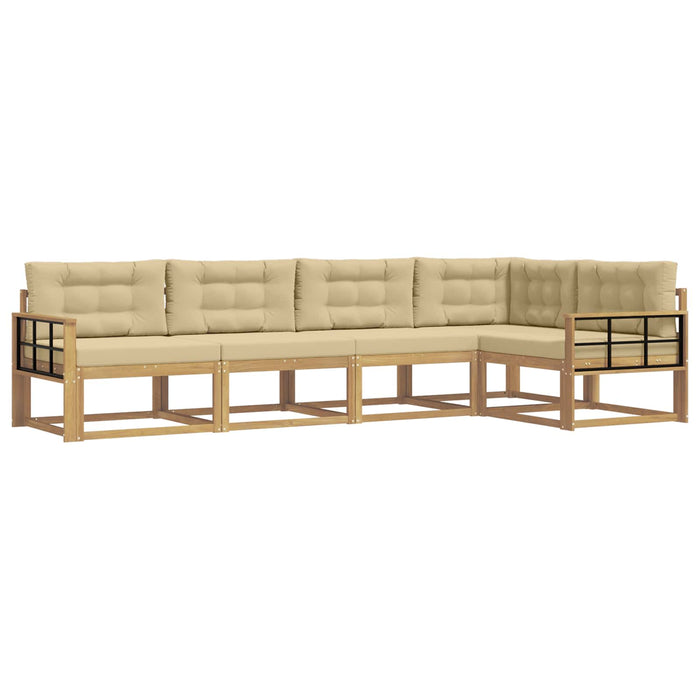 Set de canapele de exterior cu pernă 4 pcs Alb și Bej Poliester WALTI