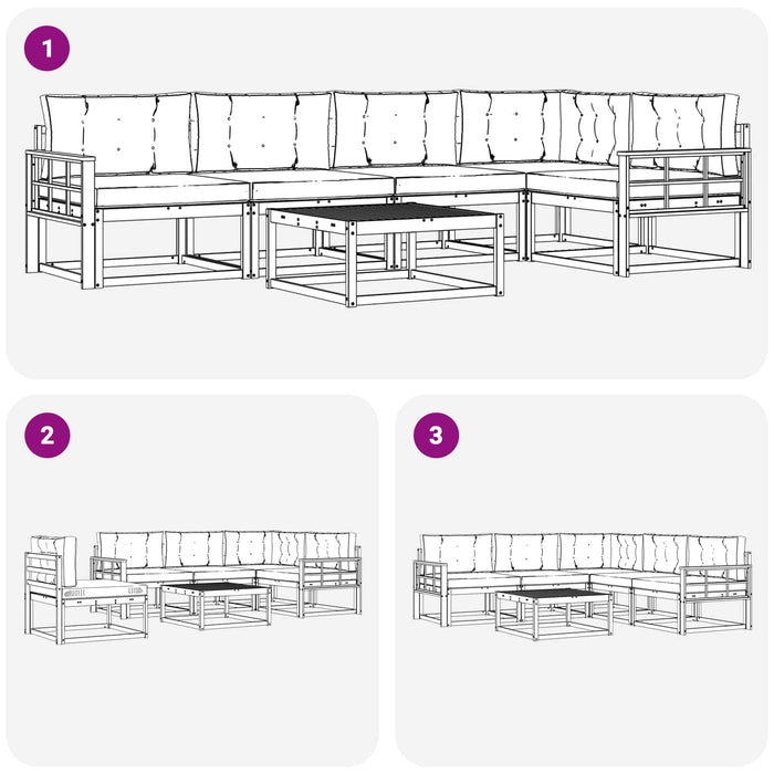 Set de canapele de exterior 6 pcs Alb și crem 79 x 79 x 37 cm WALTI