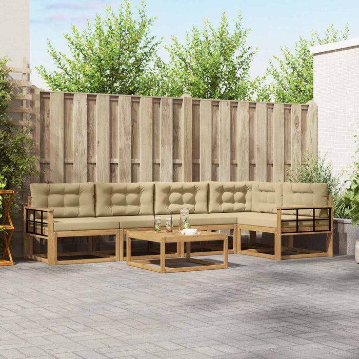Set de canapele de exterior 6 pcs Alb și Bej 79 x 79 x 37 cm WALTI