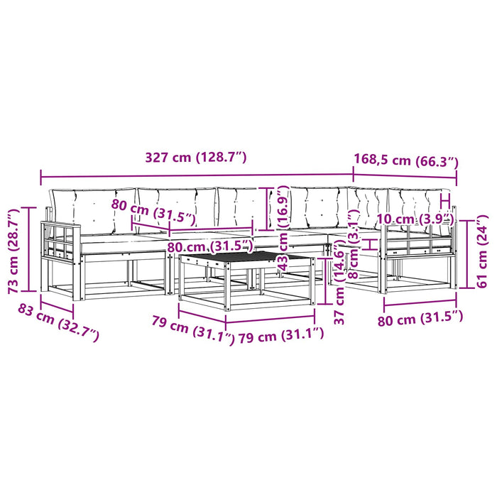 Set de canapele de exterior 6 pcs Alb și Bej 79 x 79 x 37 cm WALTI