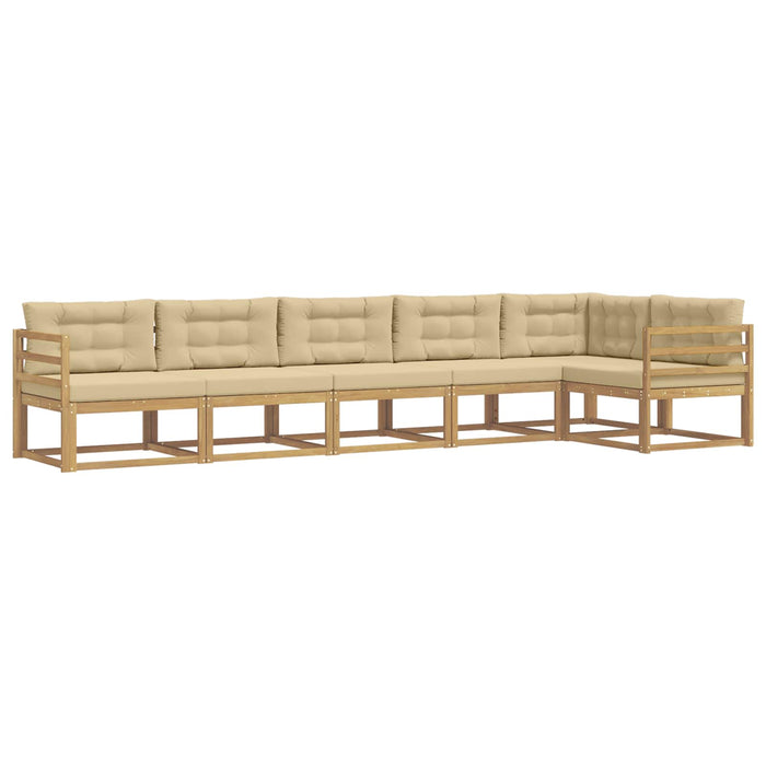 Set de canapele de exterior cu pernă 4 pcs Alb și Bej Poliester WALTI