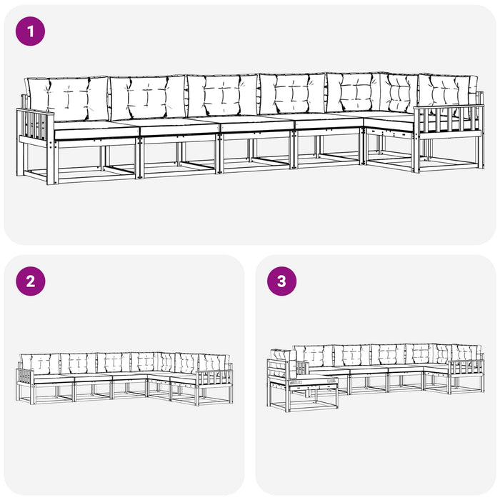 Set de canapele de exterior 4 pcs Alb și crem Poliester WALTI