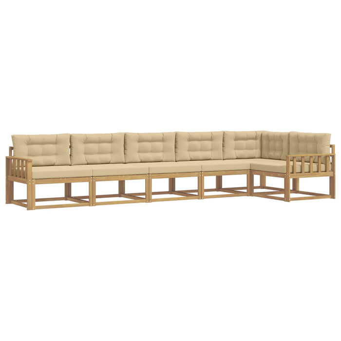 Set de canapele de exterior cu pernă 4 pcs Alb și Bej Poliester WALTI