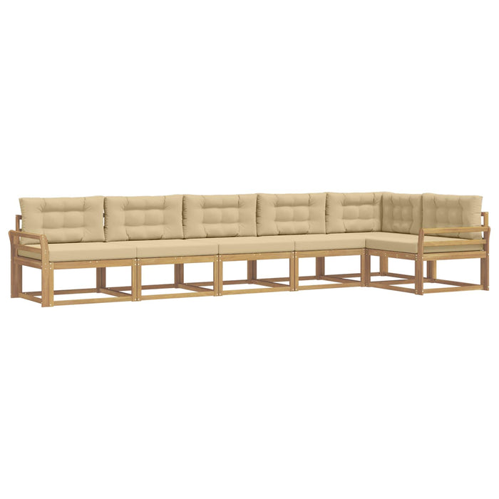 Set de canapele de exterior cu pernă 4 pcs Alb și Bej Poliester WALTI