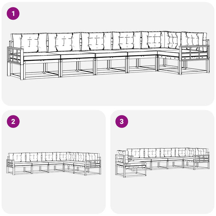 Set de canapele de exterior 4 pcs Alb și crem Poliester WALTI