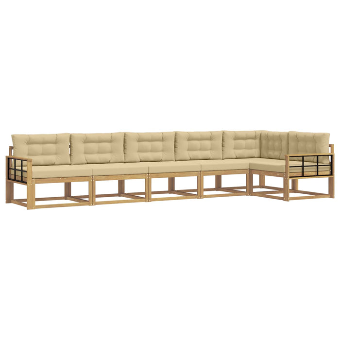 Set de canapele de exterior cu pernă 4 pcs Alb și Bej Poliester WALTI