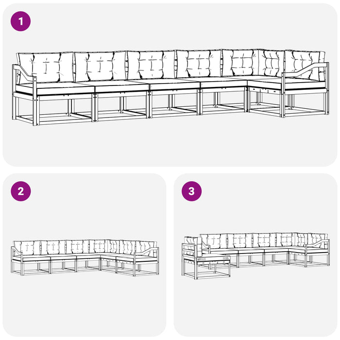 Set de canapele de exterior 4 pcs Alb și crem Poliester WALTI