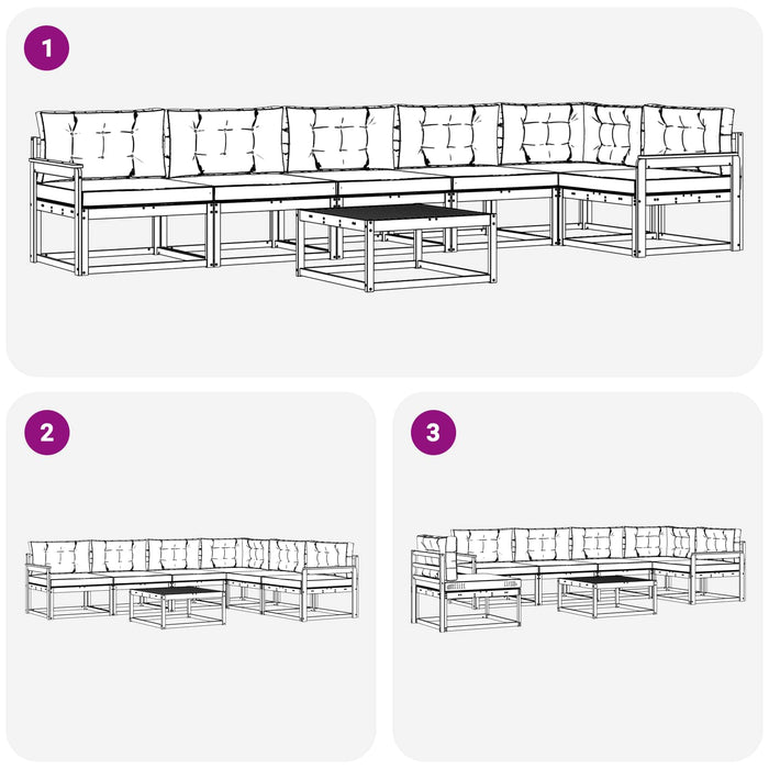 Set de canapele de exterior 7 pcs Alb și Bej 79 x 79 x 37 cm WALTI