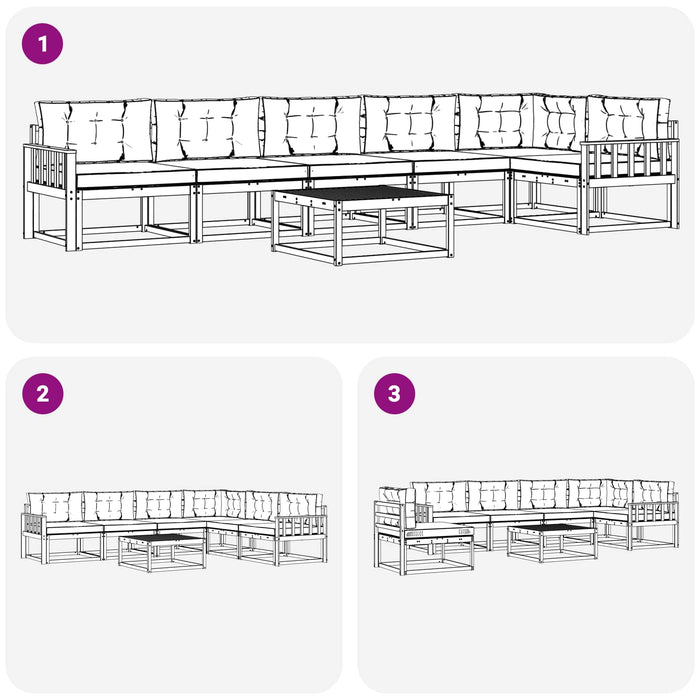 Set de canapele de exterior 7 pcs Alb și Bej 79 x 79 x 37 cm WALTI