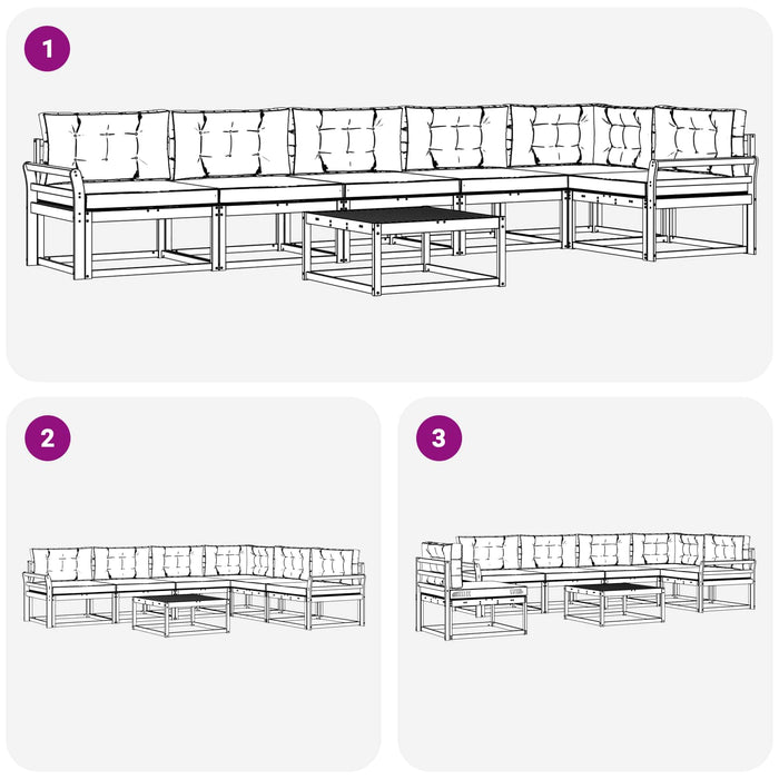 Set de canapele de exterior 7 pcs Alb și gri deschis WALTI
