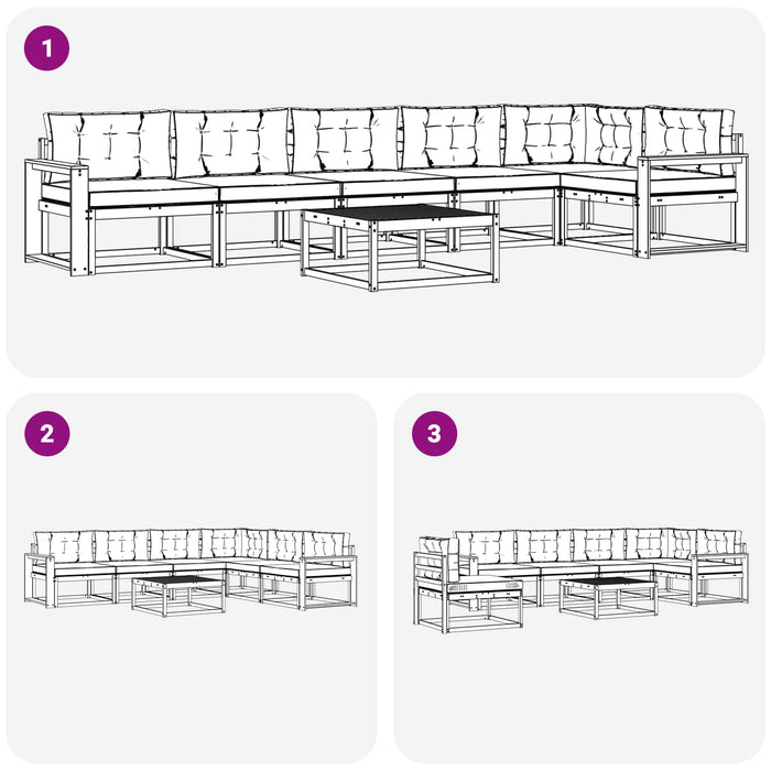 Set de canapele de exterior 7 pcs Alb și gri deschis WALTI
