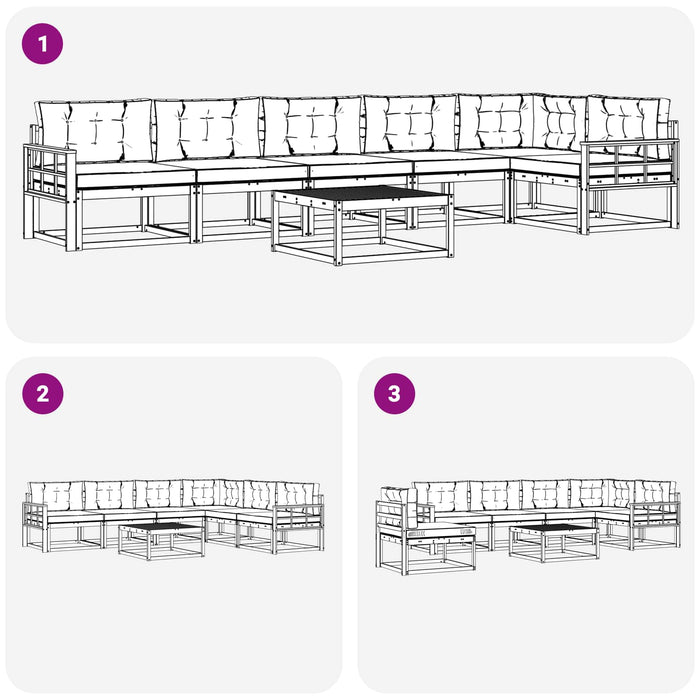 Set de canapele de exterior 7 pcs Alb și Bej 79 x 79 x 37 cm WALTI