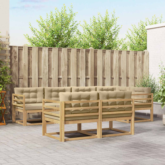 Set de canapele de exterior cu pernă 6 pcs Alb și Bej Poliester WALTI