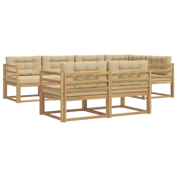 Set de canapele de exterior cu pernă 6 pcs Alb și Bej Poliester WALTI