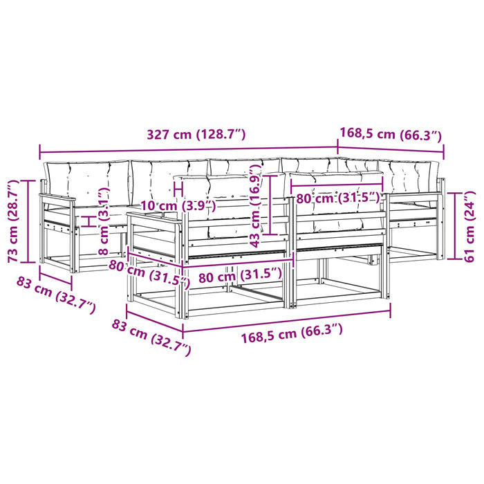 Set de canapele de exterior 6 pcs Alb și crem Poliester WALTI