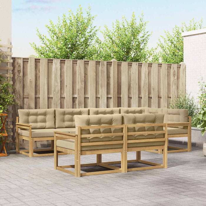 Set de canapele de exterior cu pernă 6 pcs Alb și Bej Poliester WALTI