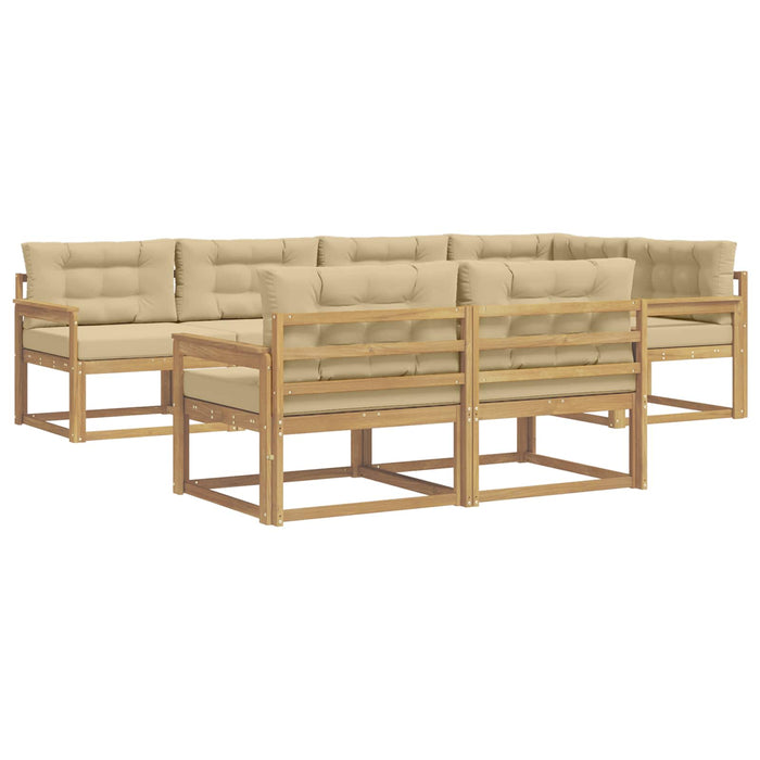 Set de canapele de exterior cu pernă 6 pcs Alb și Bej Poliester WALTI