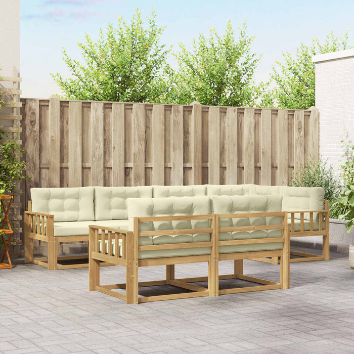 Set de canapele de exterior 6 pcs Alb și crem Poliester WALTI