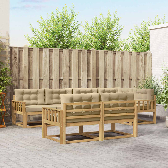 Set de canapele de exterior cu pernă 6 pcs Alb și Bej Poliester WALTI
