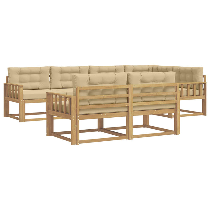 Set de canapele de exterior cu pernă 6 pcs Alb și Bej Poliester WALTI