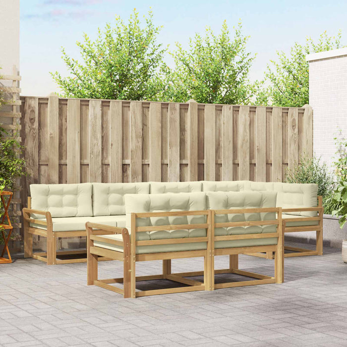 Set de canapele de exterior 6 pcs Alb și crem Poliester WALTI