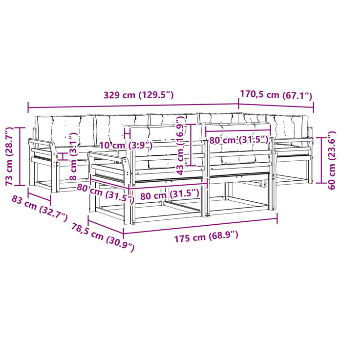 Set de canapele de exterior 6 pcs Alb și gri deschis Poliester WALTI