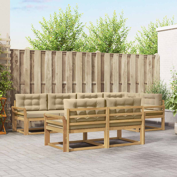 Set de canapele de exterior cu pernă 6 pcs Alb și Bej Poliester WALTI
