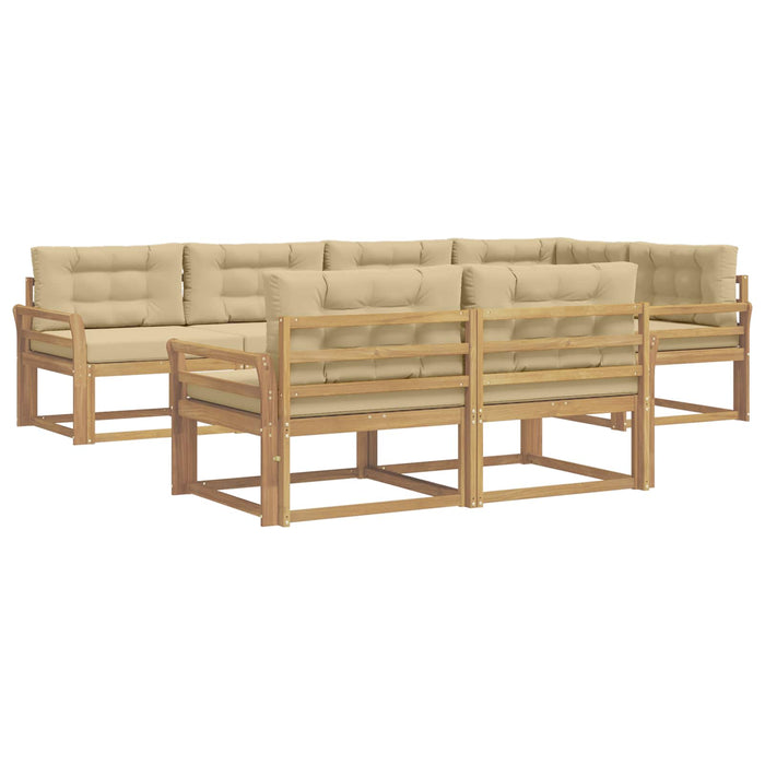 Set de canapele de exterior cu pernă 6 pcs Alb și Bej Poliester WALTI