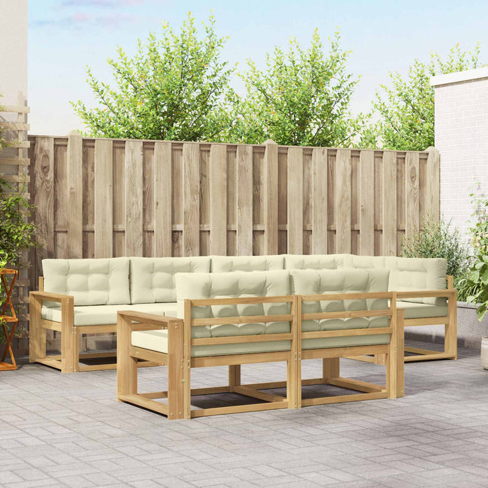 Set de canapele de exterior 6 pcs Alb și crem Poliester WALTI