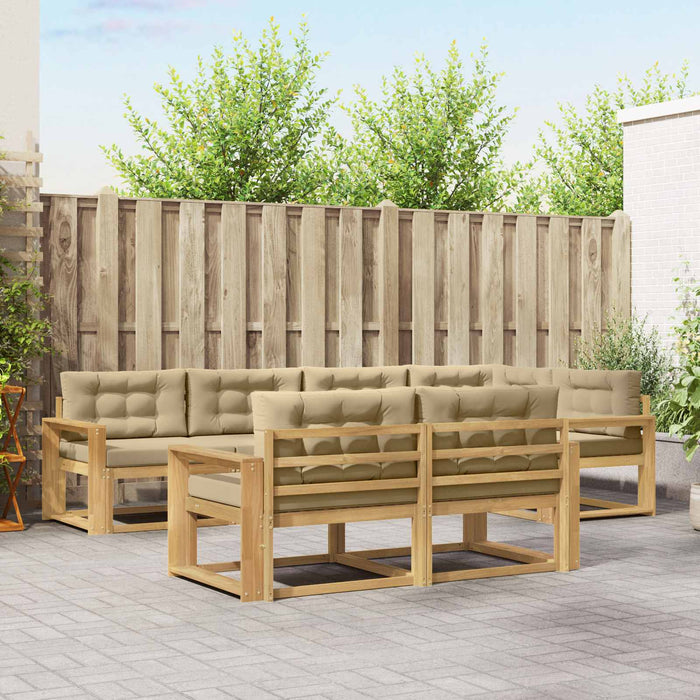 Set de canapele de exterior cu pernă 6 pcs Alb și Bej Poliester WALTI