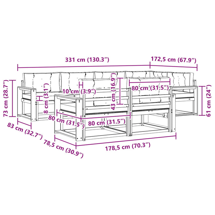 Set de canapele de exterior cu pernă 6 pcs Alb și Bej Poliester WALTI