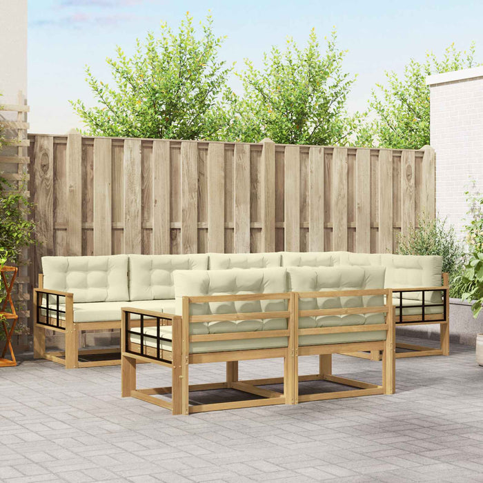 Set de canapele de exterior 6 pcs Alb și crem Poliester WALTI