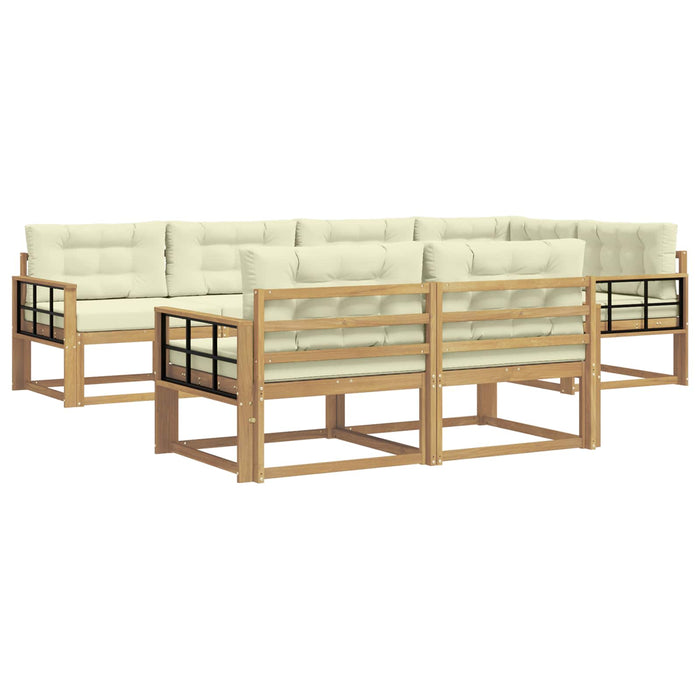 Set de canapele de exterior 6 pcs Alb și crem Poliester WALTI