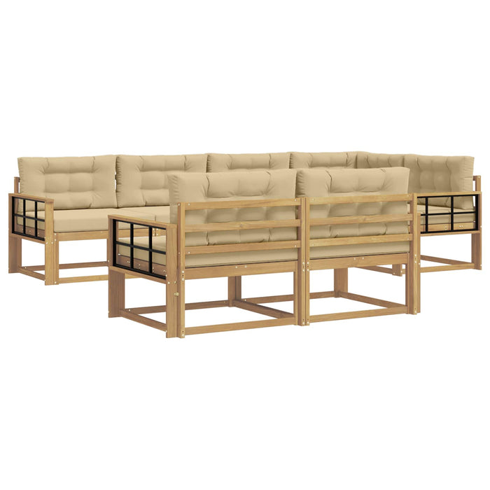 Set de canapele de exterior cu pernă 6 pcs Alb și Bej Poliester WALTI