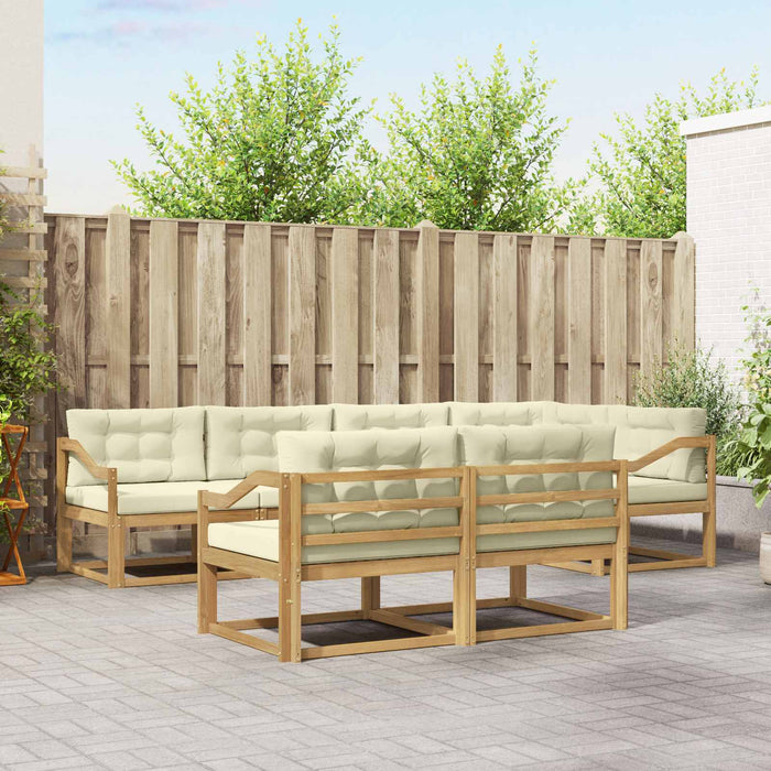 Set de canapele de exterior 6 pcs Alb și crem Poliester WALTI