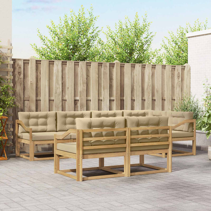 Set de canapele de exterior cu pernă 6 pcs Alb și Bej Poliester WALTI