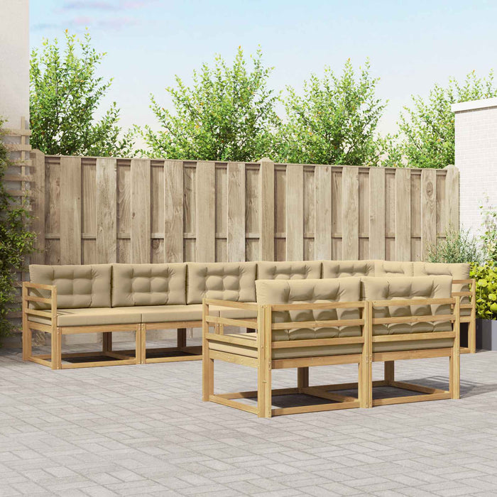 Set de canapele de exterior cu pernă 6 pcs Alb și Bej Poliester WALTI