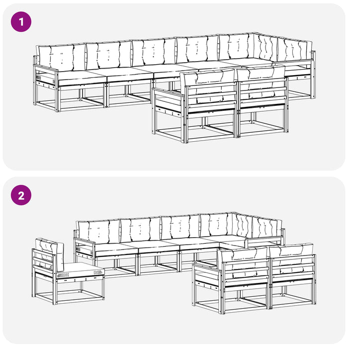 Set de canapele de exterior 6 pcs Alb și gri deschis Poliester WALTI