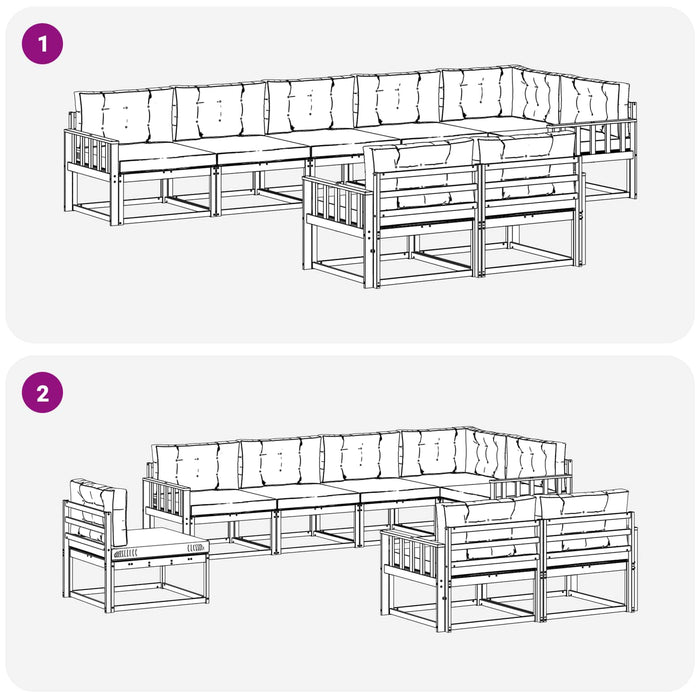 Set de canapele de exterior cu pernă 6 pcs Alb și Bej Poliester WALTI