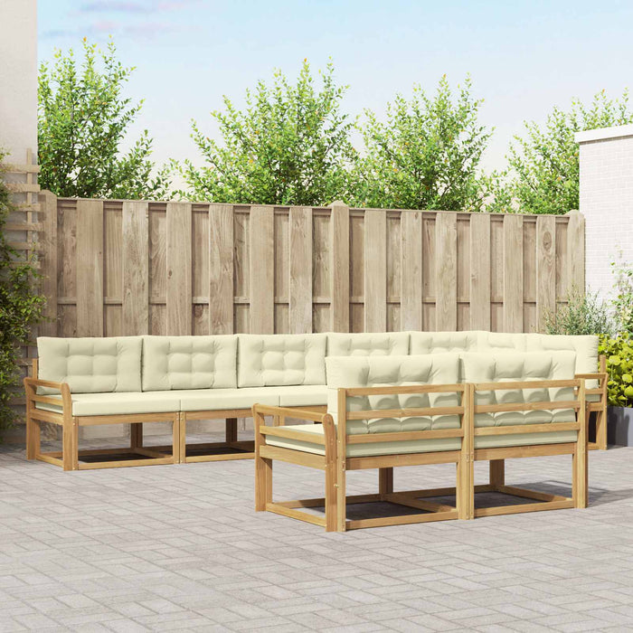 Set de canapele de exterior 6 pcs Alb și crem Poliester WALTI