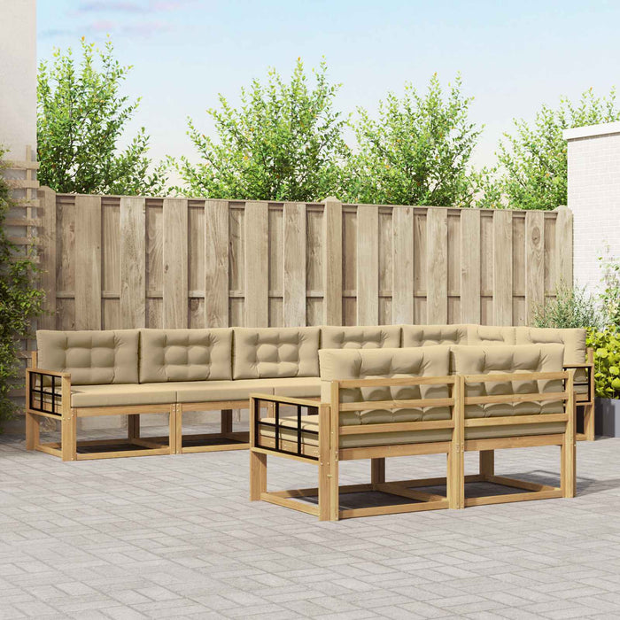 Set de canapele de exterior cu pernă 6 pcs Alb și Bej Poliester WALTI