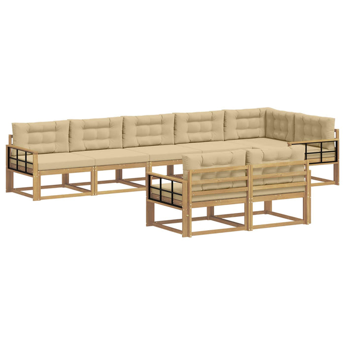 Set de canapele de exterior cu pernă 6 pcs Alb și Bej Poliester WALTI