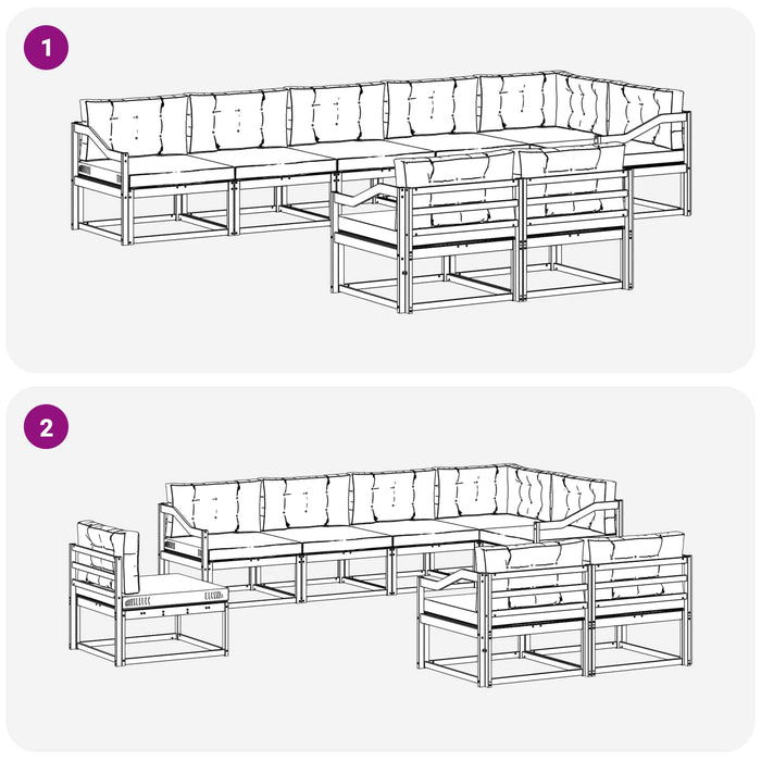 Set de canapele de exterior 6 pcs Alb și antracit Poliester WALTI
