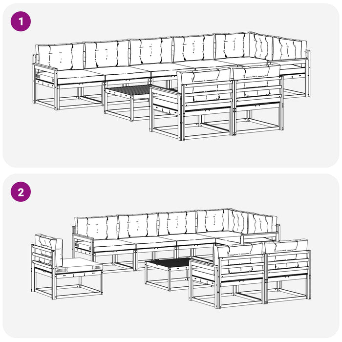 Set de canapele de exterior 9 pcs Alb și antracit WALTI