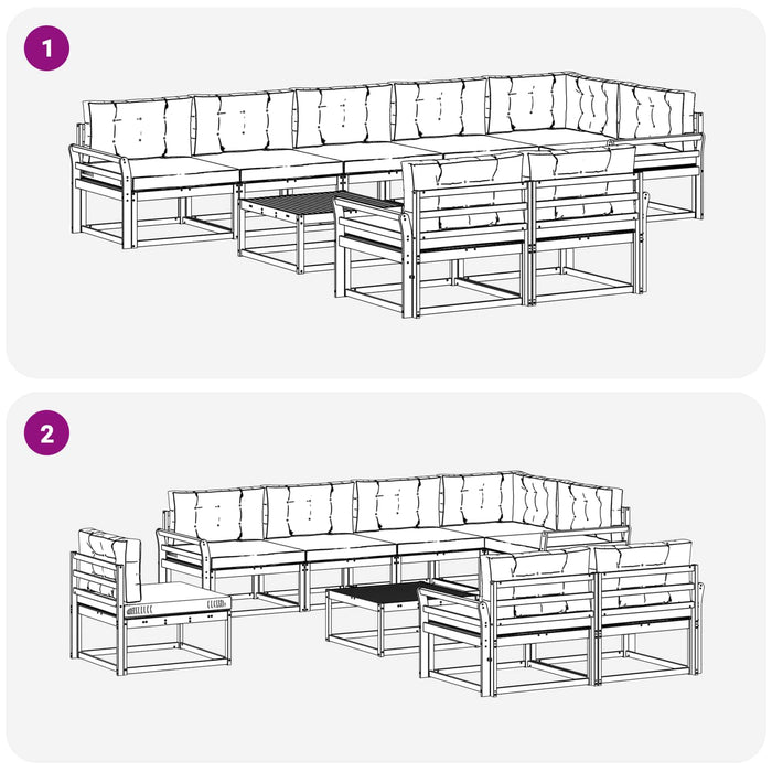 Set de canapele de exterior 9 pcs Alb și crem 79 x 79 x 37 cm WALTI