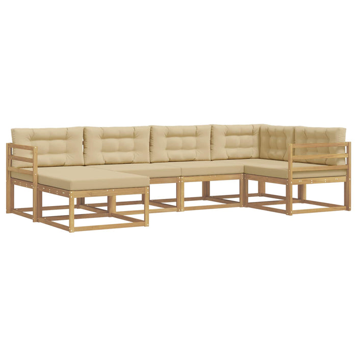 Set de canapele de exterior cu pernă 5 pcs Alb și Bej Poliester WALTI