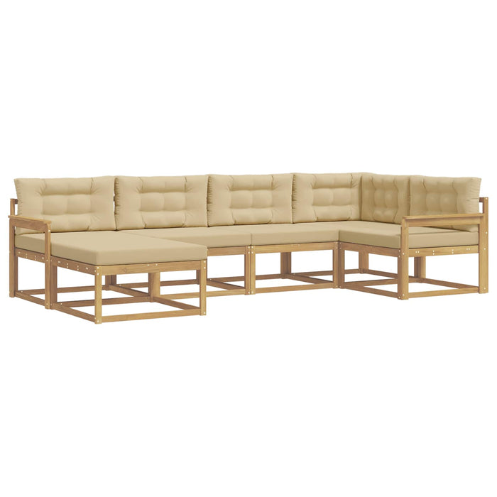 Set de canapele de exterior cu pernă 5 pcs Alb și Bej Poliester WALTI